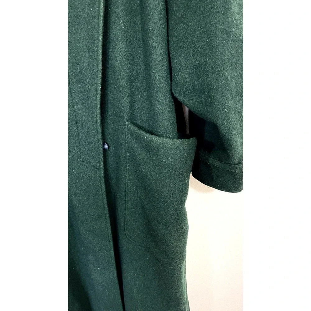 VTG 80s Jean Claude Paris Womens Wool‎ Batwing Oversized Coat Size 42 Dark Green